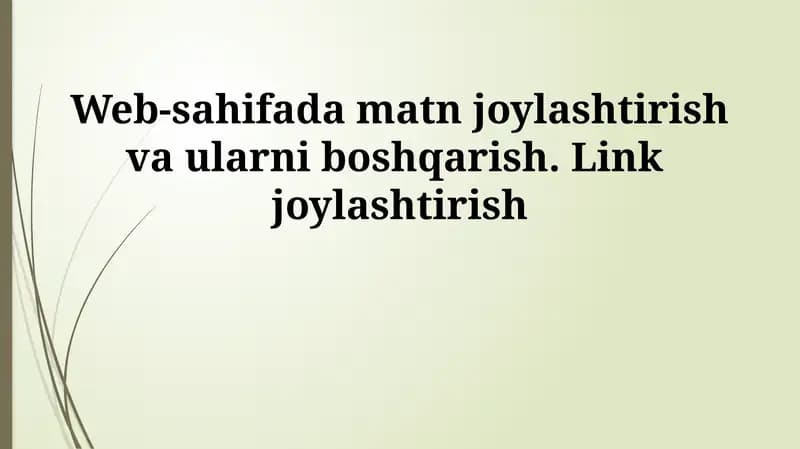 Veb-sahifada matnni joylashtirish va formatlash