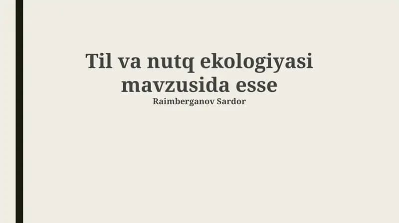 Til va nutq ekologiyasi mavzusida esse