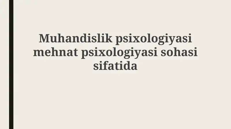 Muhandislik Psixologiyasi