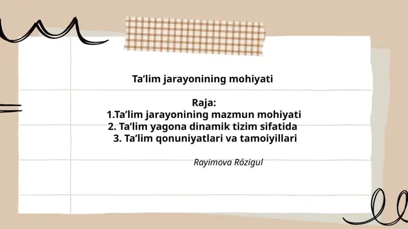 Ta’lim jarayonining mohiyati