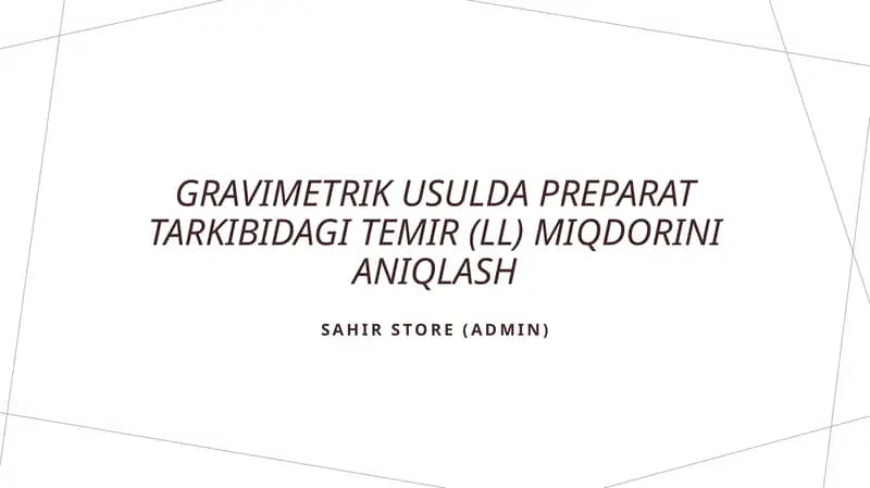 Gravimetrik Tahlil Usuli