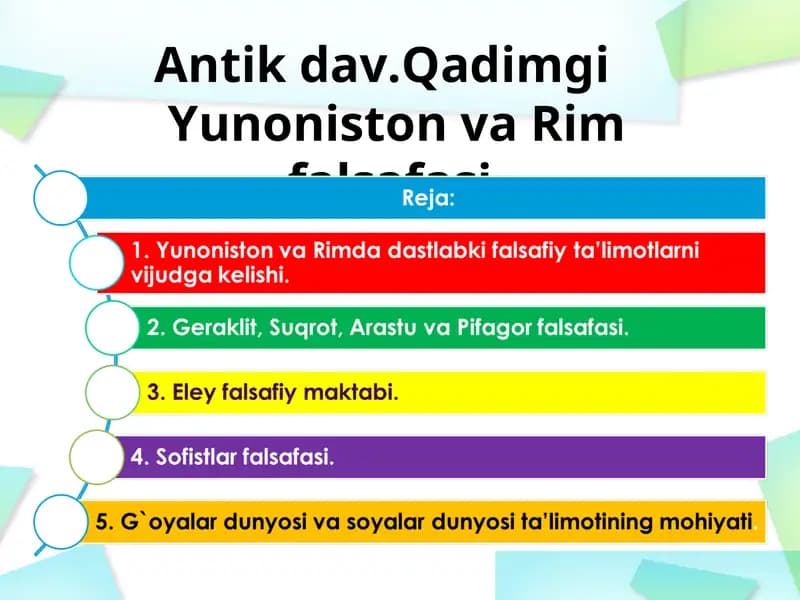 Antik dav.Qadimgi Yunonistonva Rimfalsafasi