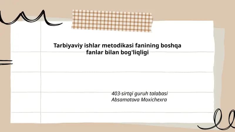 Tarbiyaviy ishlar metodikasi