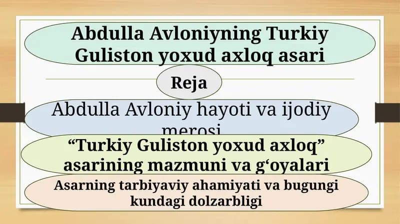 Turkiy Guliston yoxud axloq