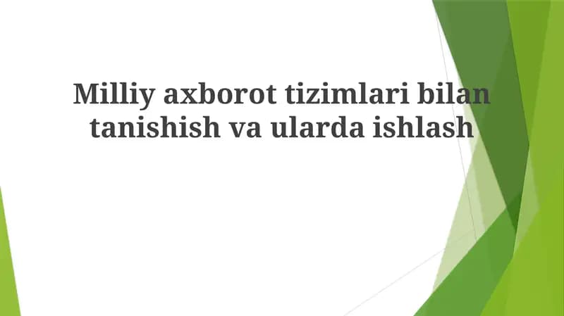 Tizim Umumiy Ko'rinishi