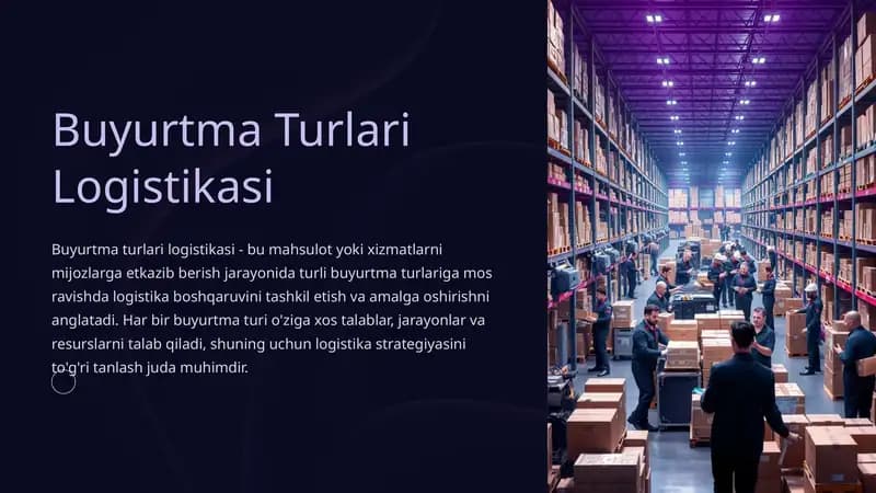 Buyurtma Turlari Logistikasi