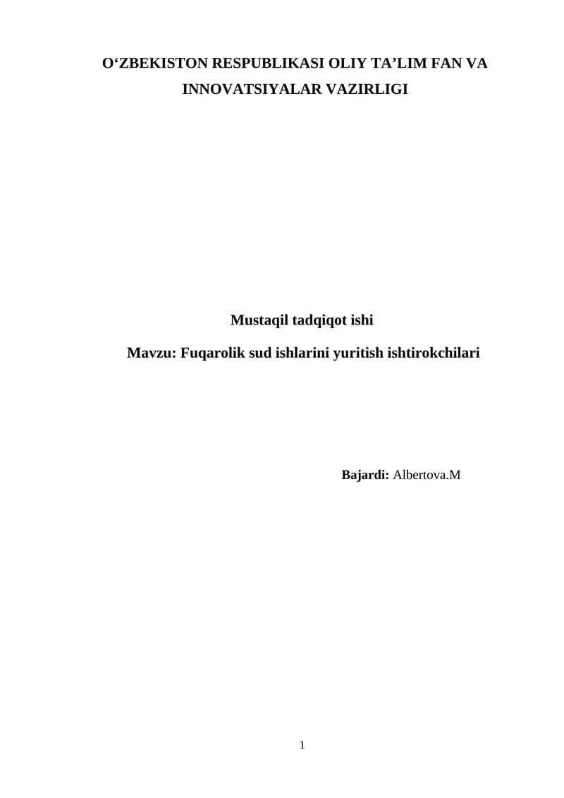 Fuqarolik sud ishlarini yuritish ishtirokchilari