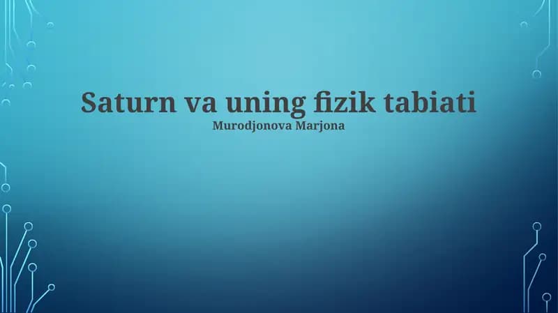 Saturn va uning fizik tabiati