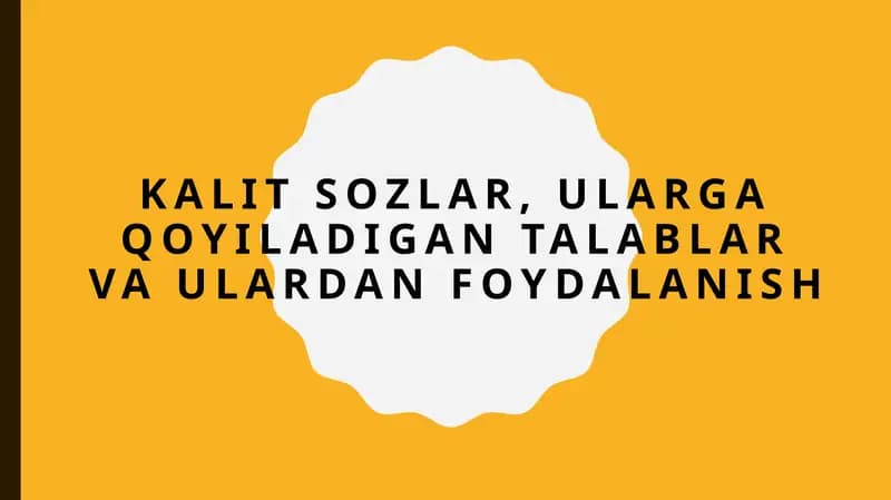 Kalit so'zlar va ularning roli