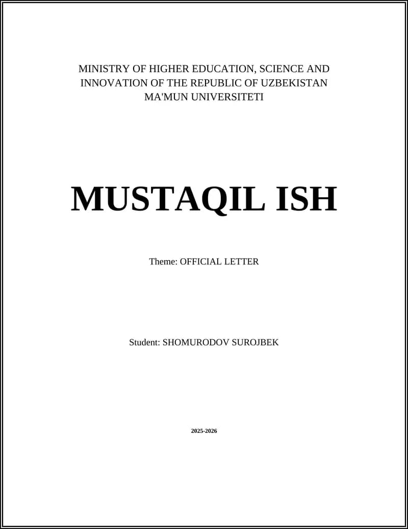 Theme: OFFICIAL LETTER