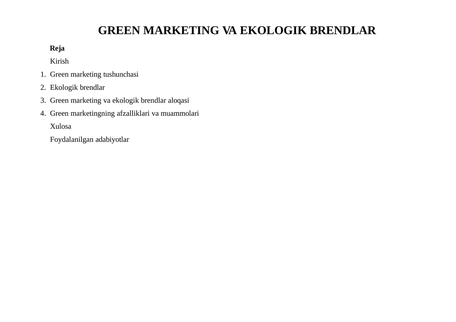 Greenmarketing va ekologik brendlar