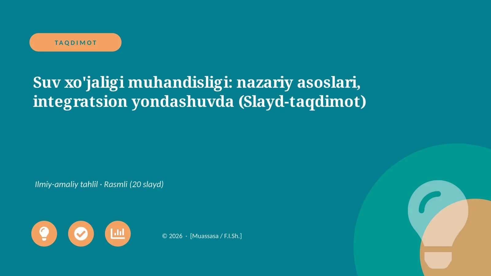 Suv xo'jaligi muhandisligi: nazariy asoslari, integratsion yondashuvda (Slayd-taqdimot)