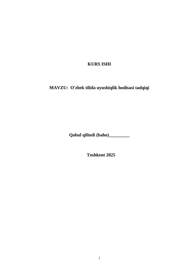 O'zbek tilida uyushiqlik hodisasi tadqiqi