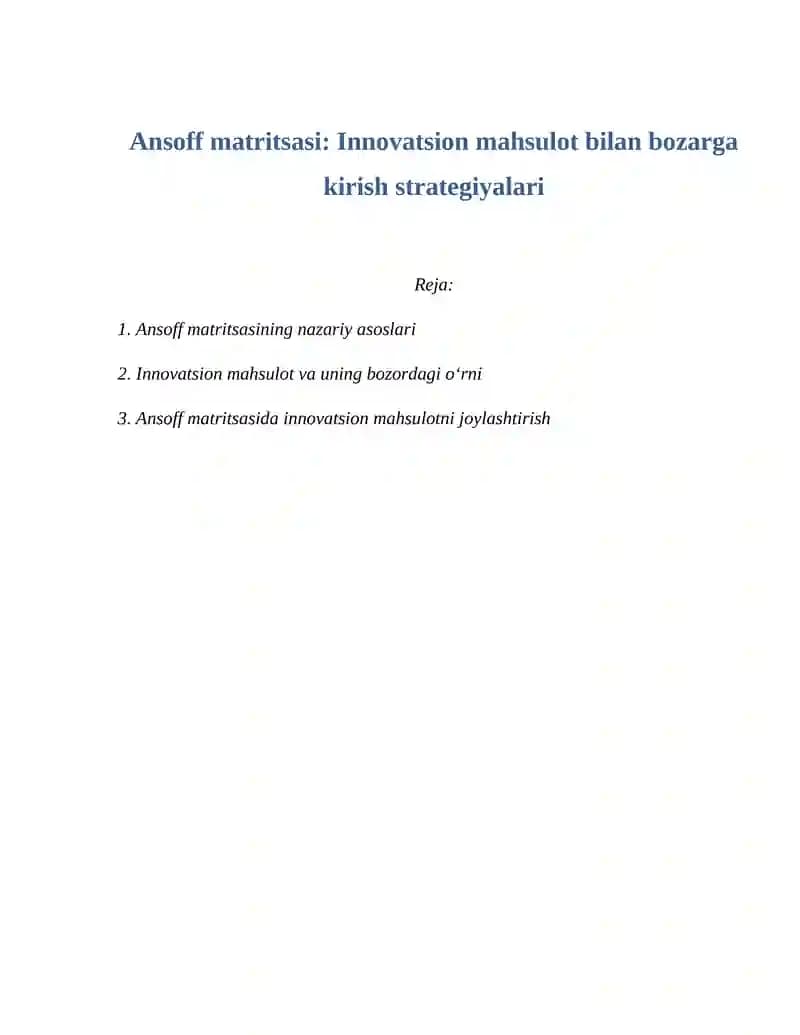 Ansoff matritsasi