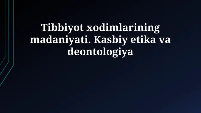 Tibbiyot xodimlarining madaniyati