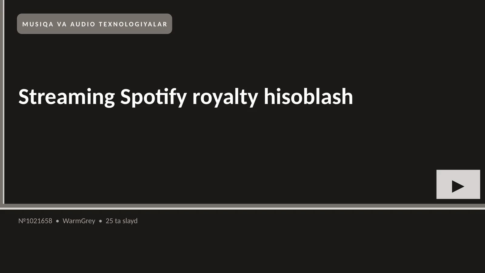 Streaming Spotify royalty hisoblash