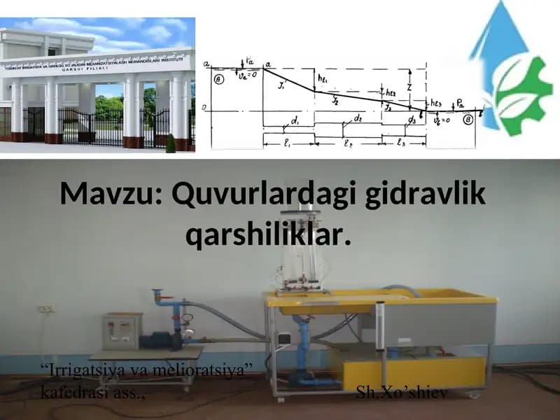 Quvurlardagi gidravlik qarshiliklar