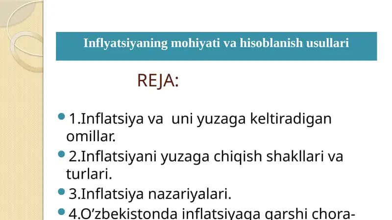 Inflatsiya va uning turlari