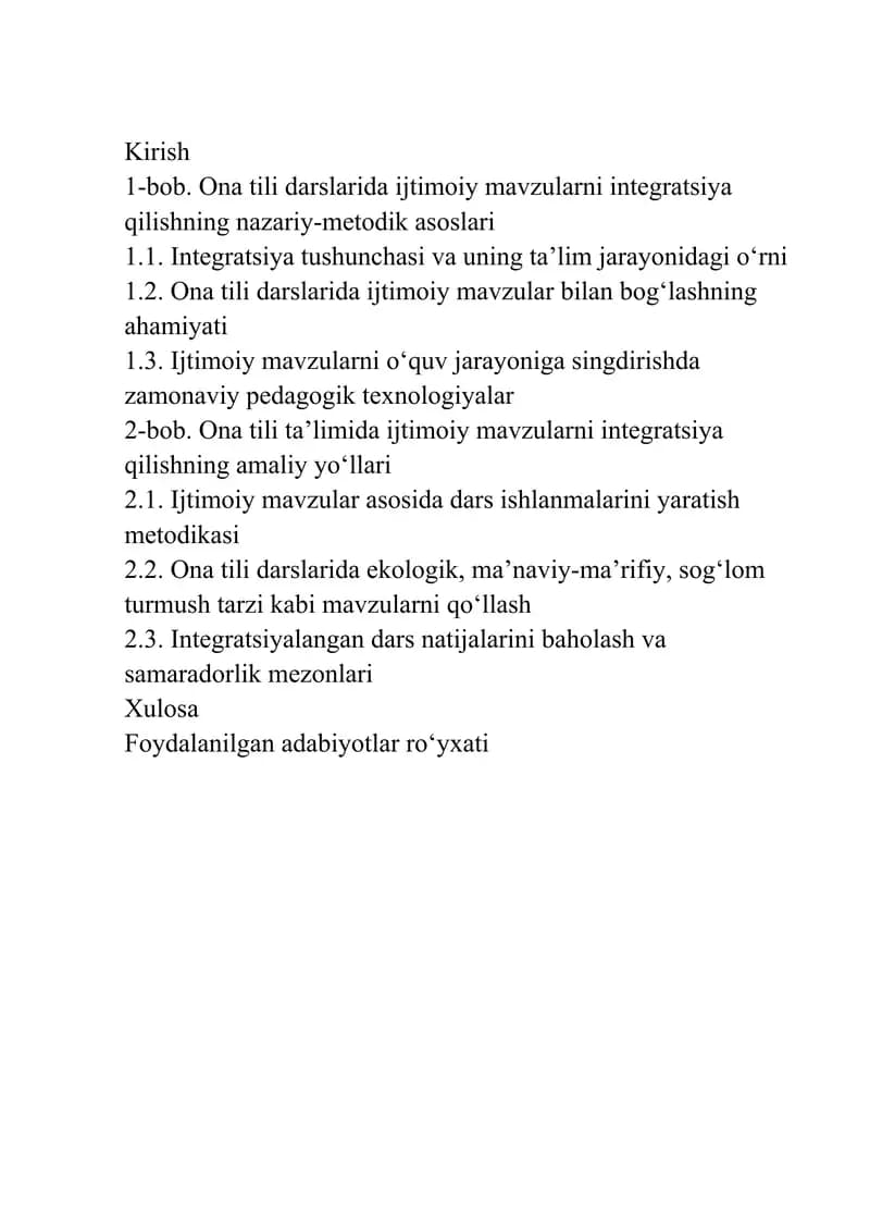 Ona tili darslarida ijtimoiy mavzularni integratsiya qilish