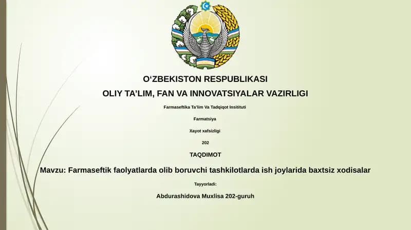 Baxtsiz xodisalar farmasevtik faolyatlarda