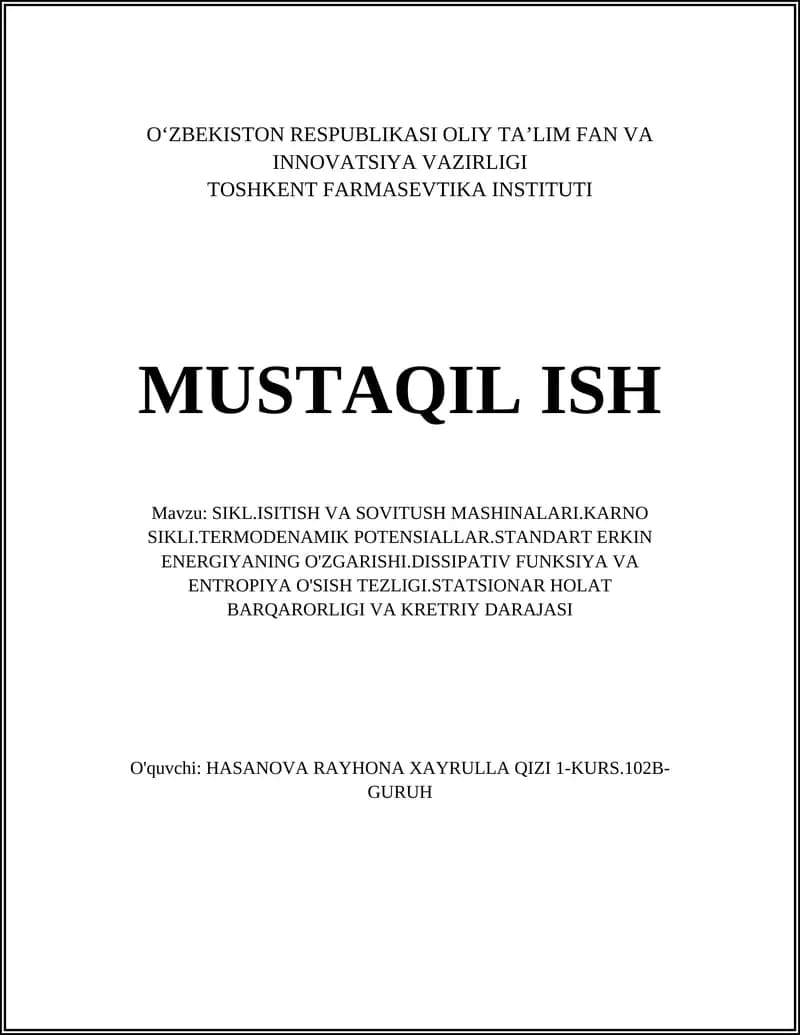 Karno Sikli va Isitish Mashinalari