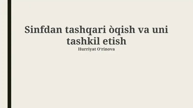 O'quvdan Tashqari Mutolaa