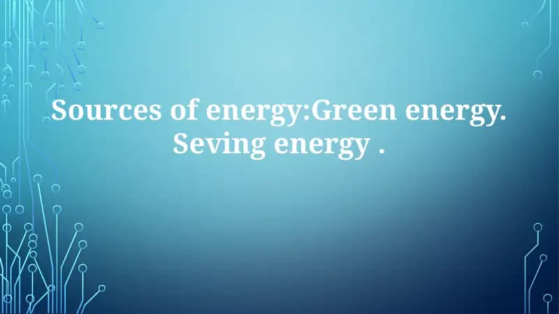 Green Energy Sources