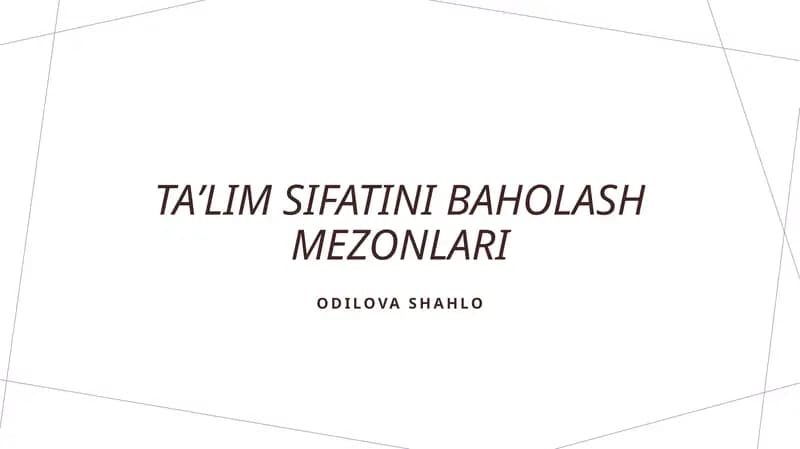 Taʼlim sifatini baholash mezonlari