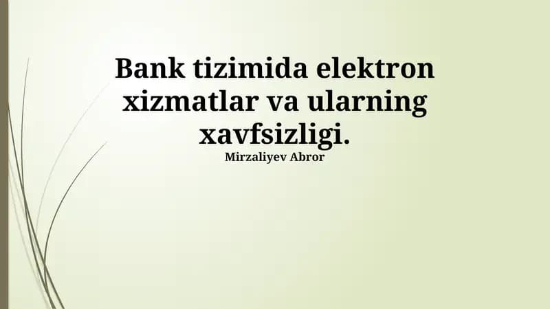 Elektron Bank Xizmatlari