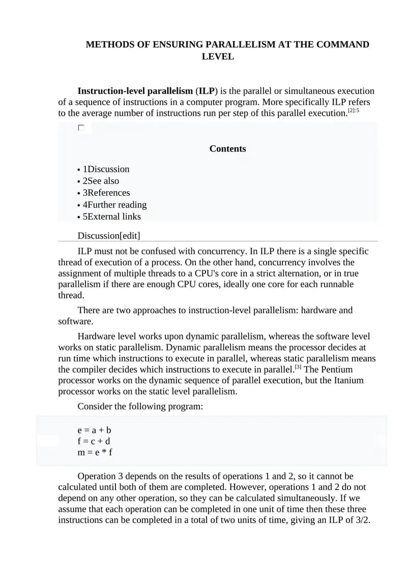 METHODS OF ENSURING PARALLELISM AT THE COMMAND LEVEL