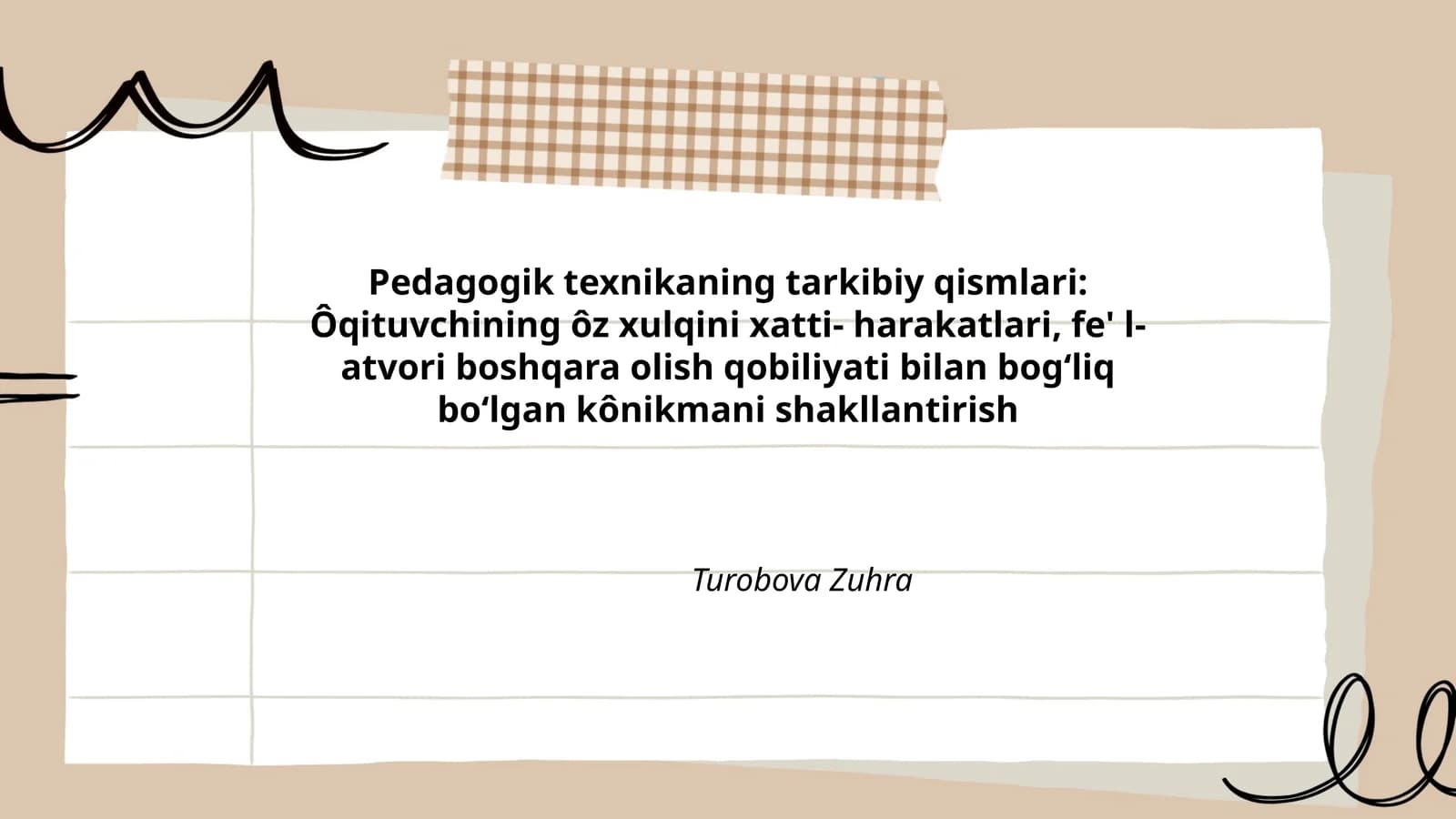 Pedagogik texnikaning tarkibiy qismlari