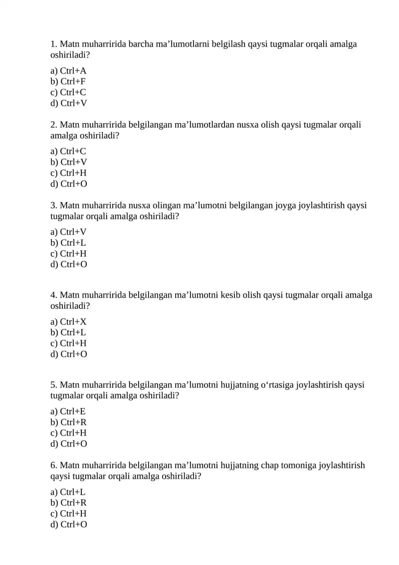 Matn muharriri bilan ishlash