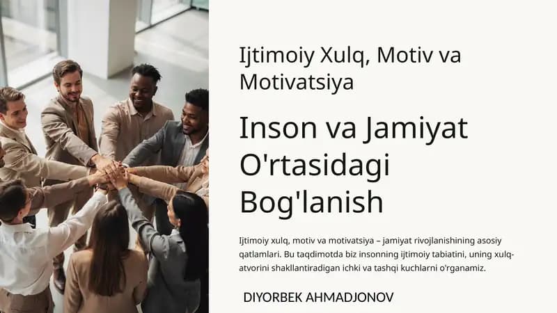 Ijtimoiy Xulq, Motiv va Motivatsiya
