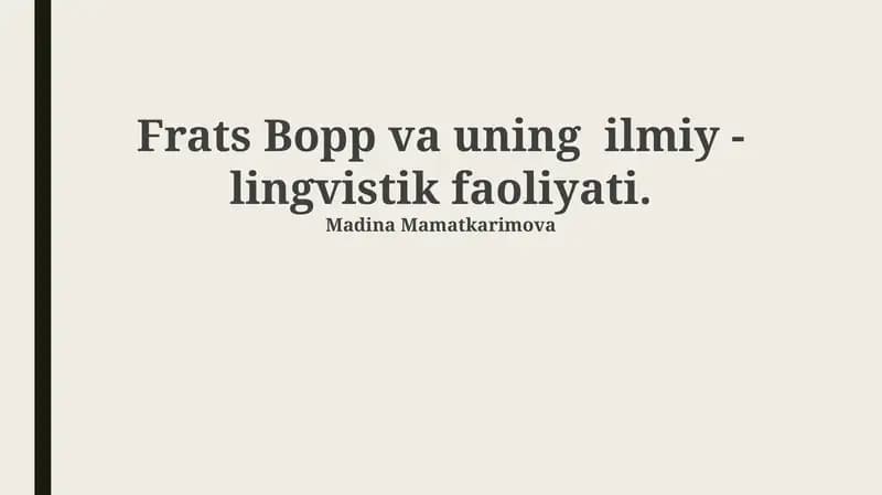 Frats Boppning Hayoti va Ilmiy Faoliyati