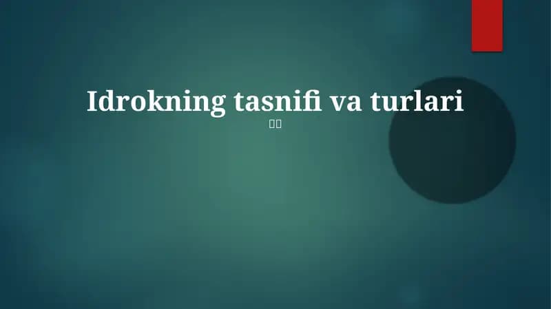 Idrokning tasnifi va turlari