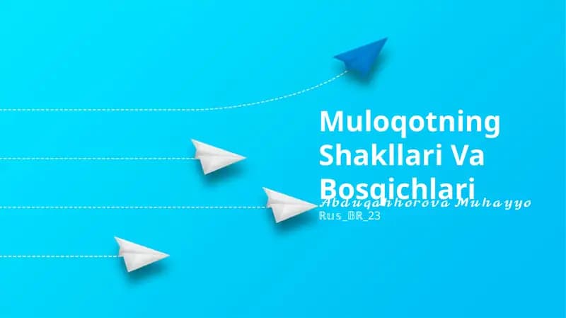 Muloqotning Shakllari Va Bosqichlari