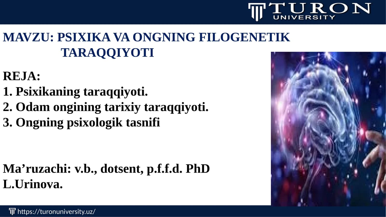 PSIXIKA VA ONGNING FILOGENETIK TARAQQIYOTI