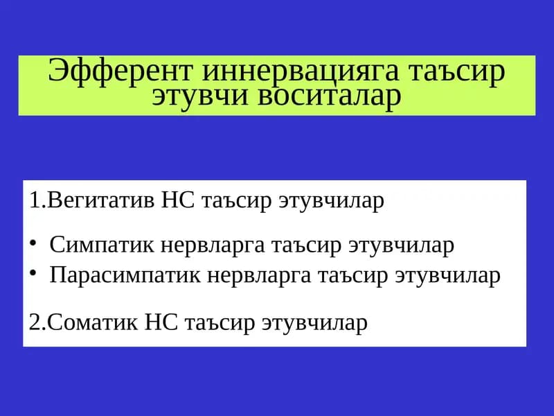 Эфферент иннервацияга таъсирэтувчи воситалар