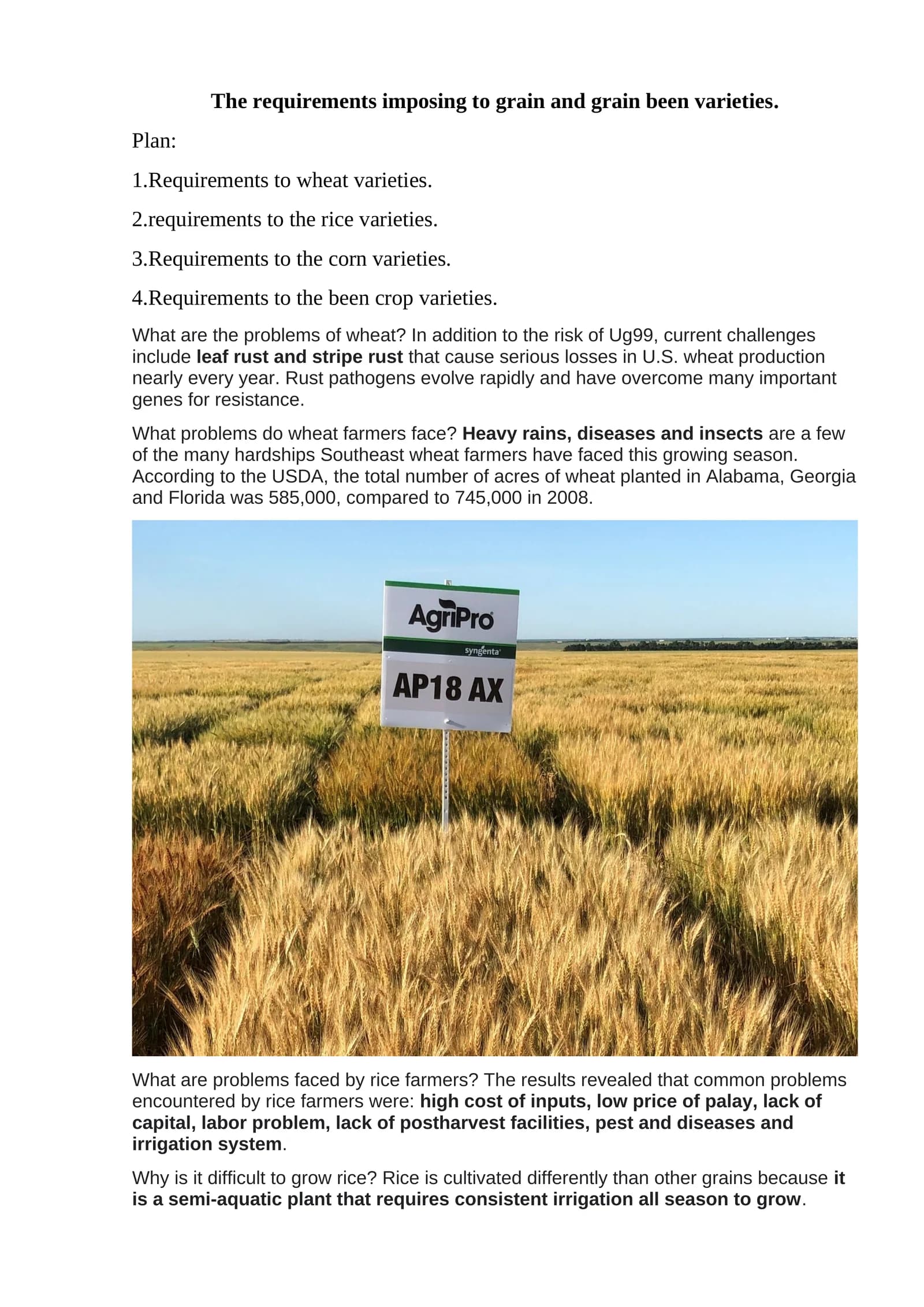 Mavzu: Issues with Grain Varieties