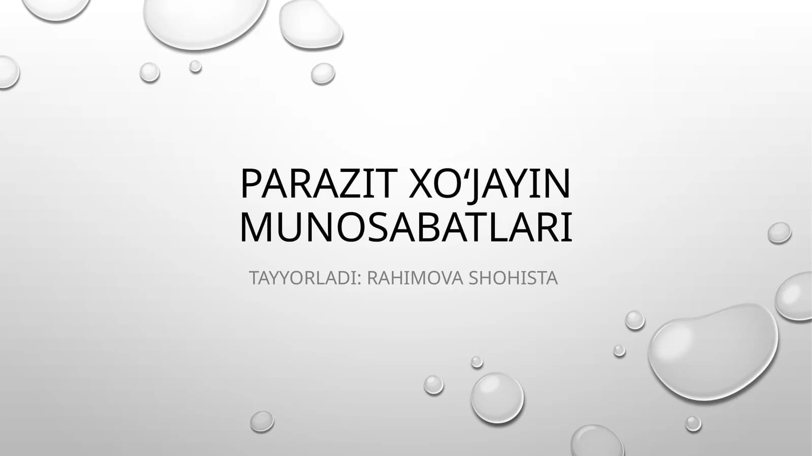 Parazit Xoʻjayin munosabatlari