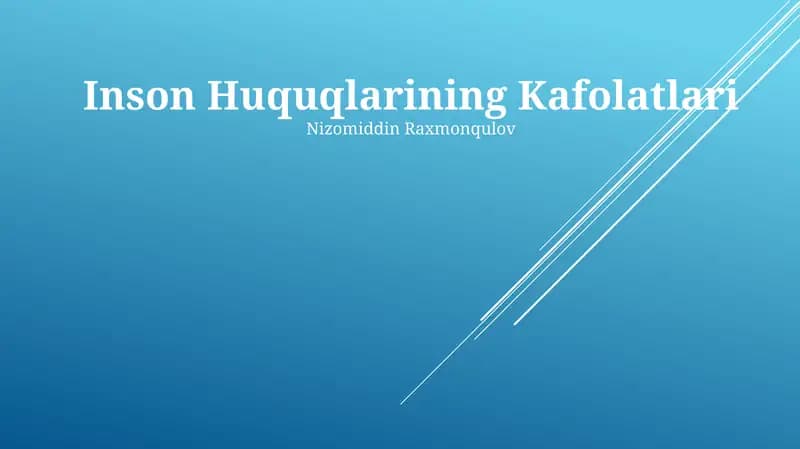 Inson Huquqlarining Kafolatlari
