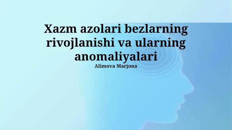 Tuprik bezlarining embrional rivojlanishi