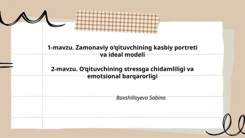Zamonaviy o‘qituvchining kasbiy kompetensiyalari va ideal modeli
