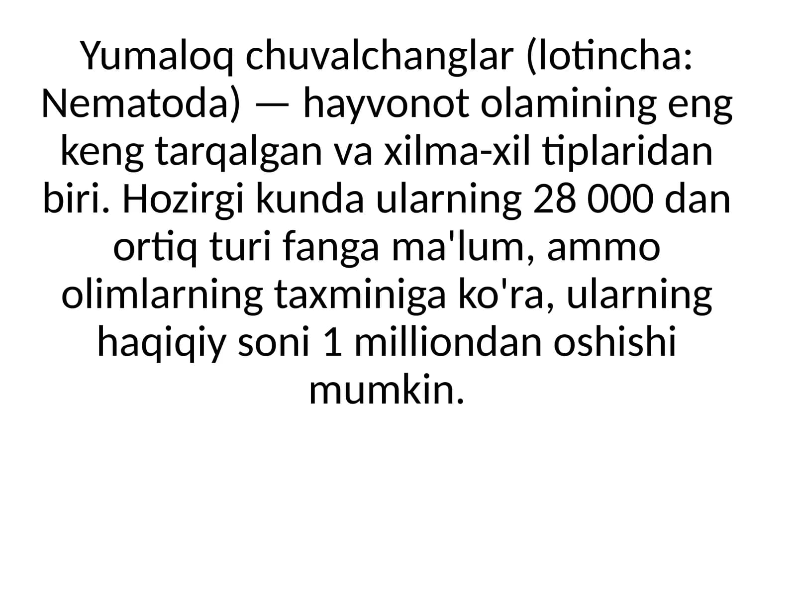 Yumaloq chuvalchanglar (Nematoda)