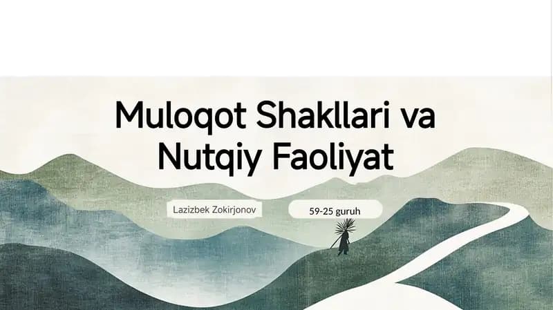 Muloqot Shakllari va Nutqiy Faoliyat