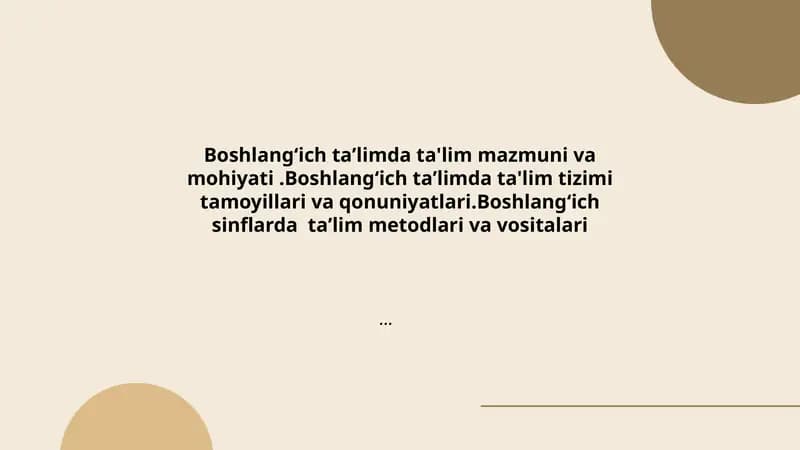 Boshlangʻich taʼlim mazmuni va mohiyati