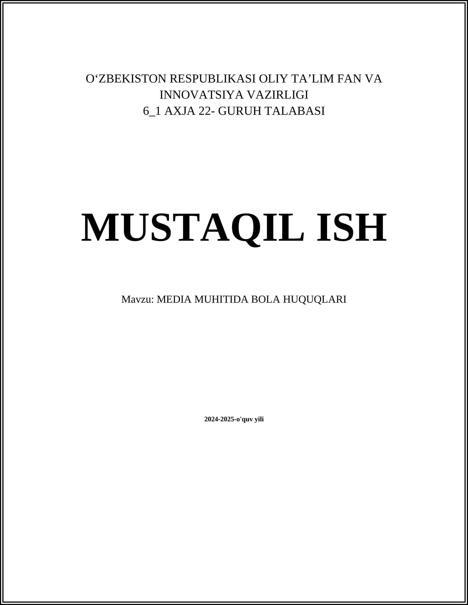 MEDIA MUHITIDA BOLA HUQUQLARI