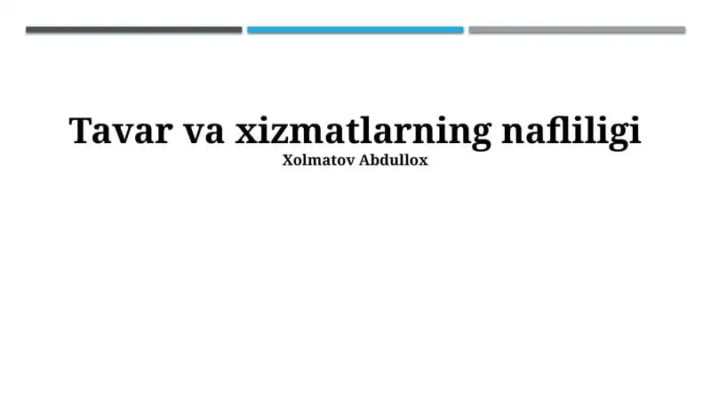 Kundalik hayotda tovar va xizmatlar