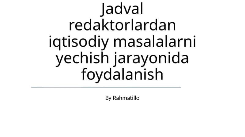 Ssenariy Rejalashtirish va "Agar..." Tahlili