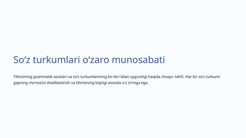 Soʻz turkumlari oʻzaro munosabati